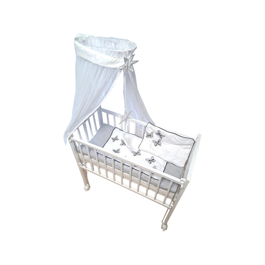 Baby Beistellbett – mit Bio-Bettwäsche, Matratze & Rollen (Set)