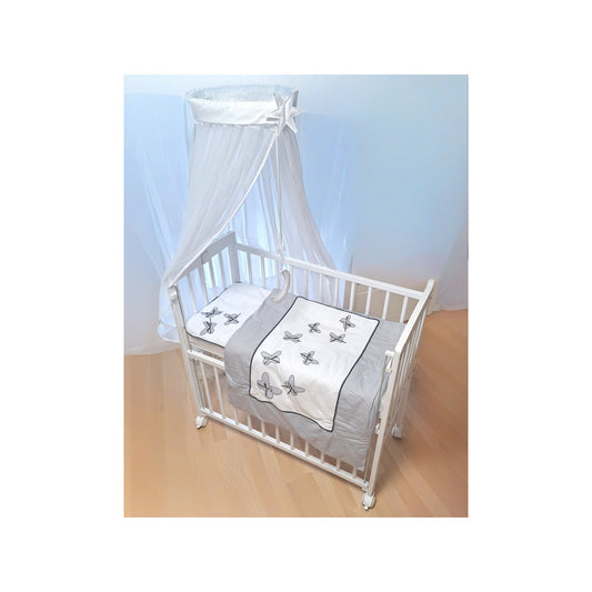 Baby Beistellbett – mit Bio-Bettwäsche, Matratze & Rollen (Set)