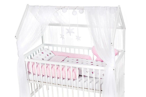 Baby Bettset Hausbett Deko Bettwäsche Sterne Rosa - babyhafen.de 