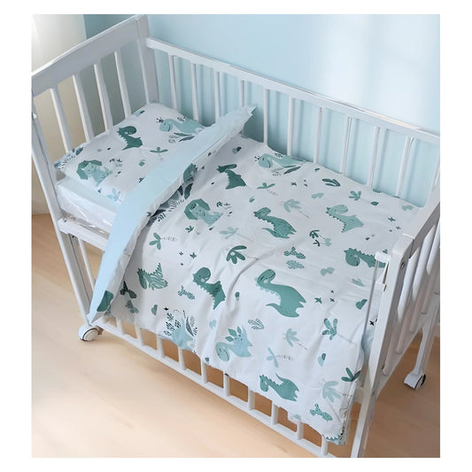 Baby Bettwäsche Set 4-teilig Dino in Mint aus Baumwolle mit Füllung – Babyhafen