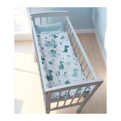 Baby Bettwäsche Set 4-teilig – Dino Mint – Baumwolle mit Füllung - babyhafen.de 