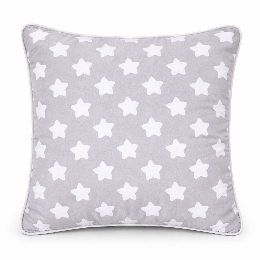 Dekokissen fürs Babyzimmer in Grau mit Sternenmotiv