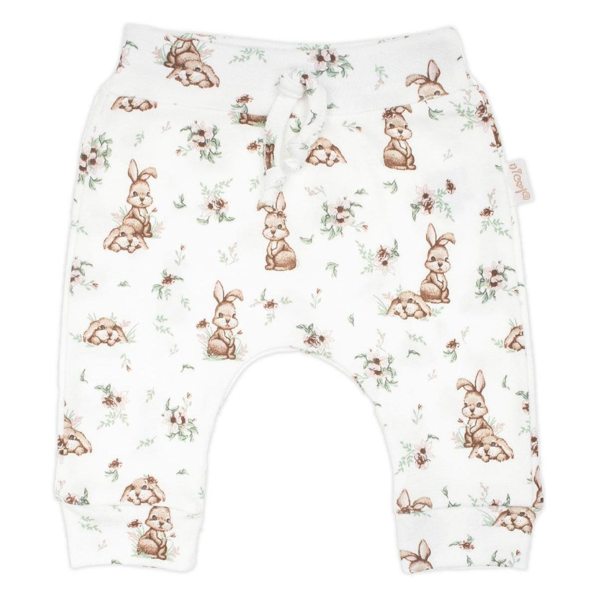 Baby Hose in Größe 62 aus 100 % Baumwolle, weiß mit Hasenmotiv, bequeme Passform für Babys