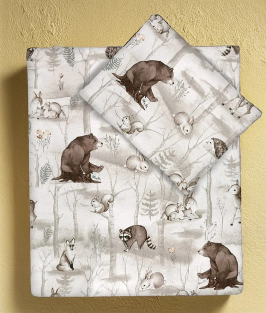 2-teilig Baby Kinderwagenset Bezüge Wald, beige - babyhafen.de 