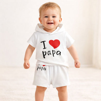 Baby Sommer Set „I Love Papa“ Weiß 2-teilig (9–12 Monate)