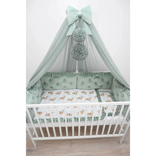 Elegantes Babybett 60x120 Grün mit kompletter Ausstattung