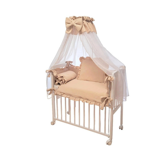 Babybett 3in1 Musselin Beige – Beistellbett & Stubenwagen ab Geburt - babyhafen.de 