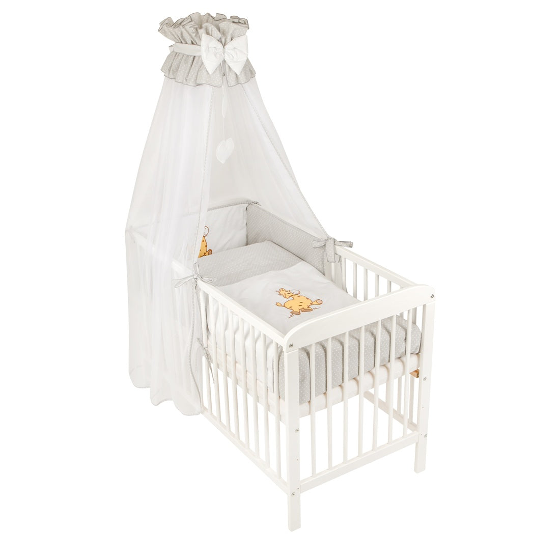 Babybett 60x120 cm – Komplett für Neugeborene – Giraffe Grau Design - babyhafen.de 