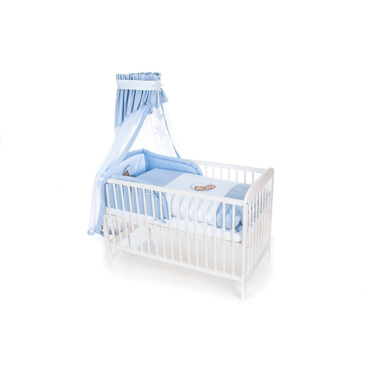 Babyhafen Komplettbett Babybett Teddy & Mond in Blau Komplett - babyhafen.de 