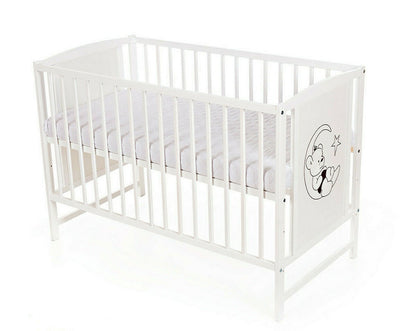 Komplettbett 120 × 60 Babybett Teddy auf dem Mond, rosa - babyhafen.de 