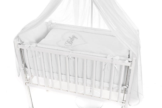 Babybettwäsche-Set Herz Weiß für Beistellbett 40x90 cm - babyhafen.de 