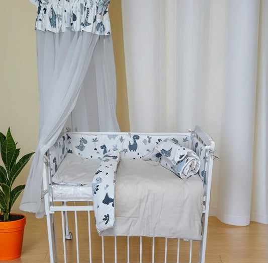 Babybettwäsche-Set für Beistellbett 40×90 – Dino Blau, 6-tlg. - babyhafen.de 