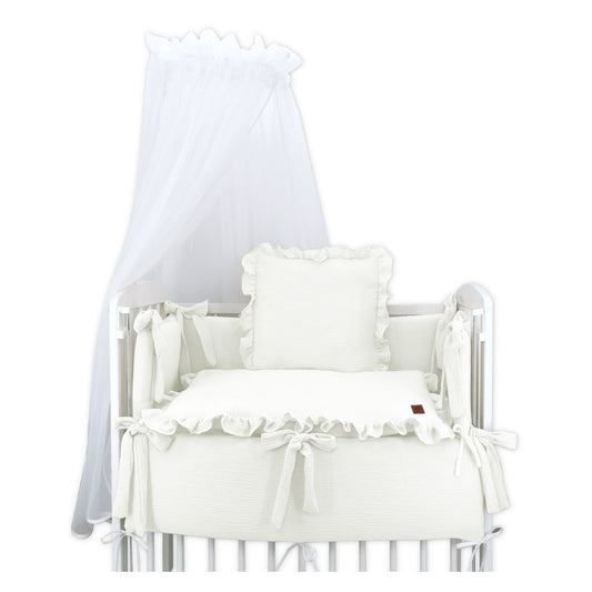 Babybettwäsche Musselin Ecru für Beistellbett mit Himmel und Kissen