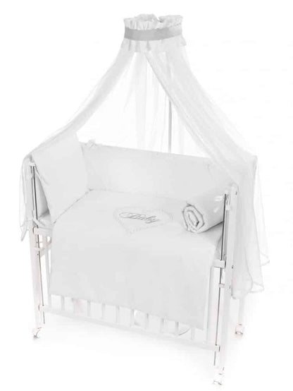Babybettwäsche-Set Herz Weiß für Beistellbett 40x90 cm - babyhafen.de 