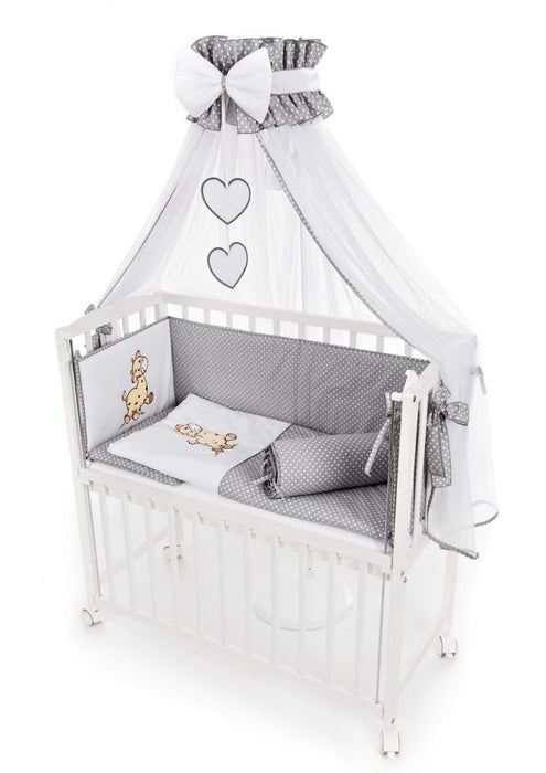 Babybettwäsche für Beistellbett Grau Giraffe - babyhafen.de 