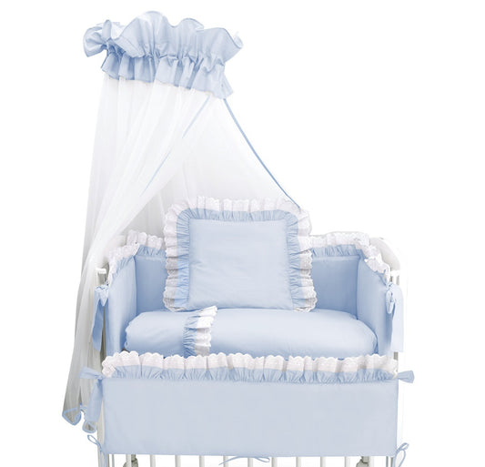 Babybettwäscheset Royal Blau Spitze für Beistellbett - babyhafen.de 