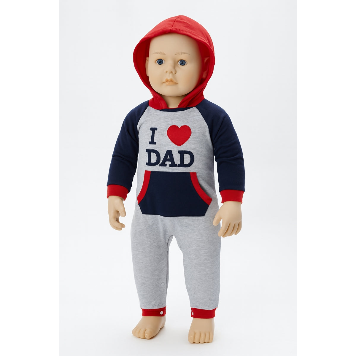 Baby Overall mit Aufdruck I Love Dad – warmer Kapuzenanzug von Babyhafen