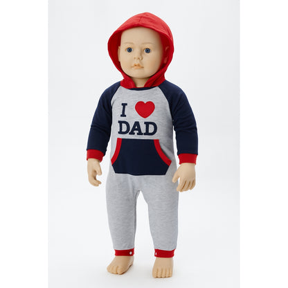 Baby Overall mit Aufdruck I Love Dad – warmer Kapuzenanzug von Babyhafen