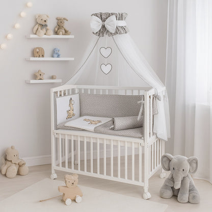 Komplett Babybett mit Giraffen-Motiv und Himmel in Grau-Weiß von Babyhafen