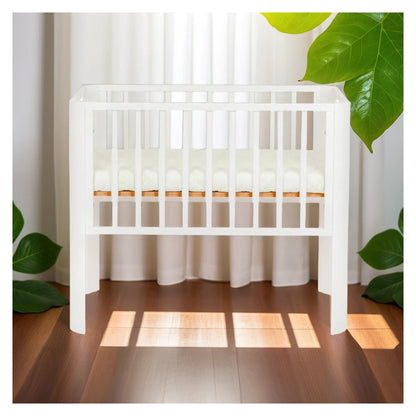 Baby Beistellbett 2in1, weiß, mit Matratze Gurte - babyhafen.de 