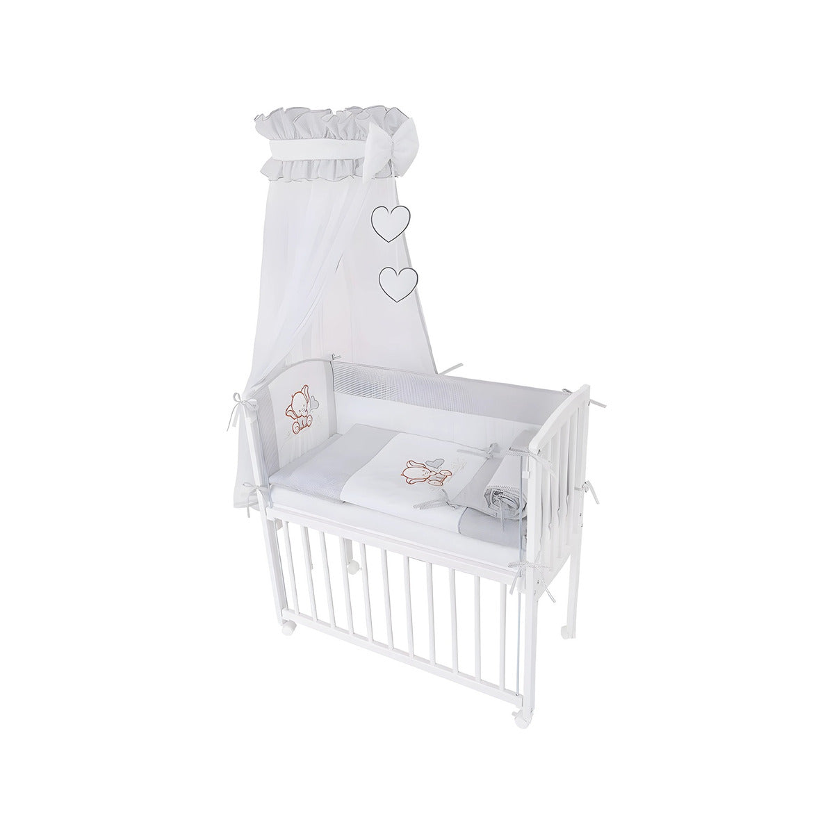 Beistellbett 3D mit Vollausstattung Elefanten bestickt
