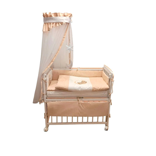 Babyhafen Beistellbett Komplettbett Beige – Bär auf dem Mond - babyhafen.de 