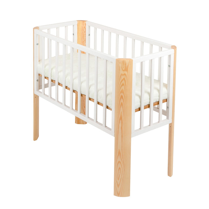 Babyhafen Beistellbett 2in1, weiß-natur, Aloe Vera Matratze - babyhafen.de 