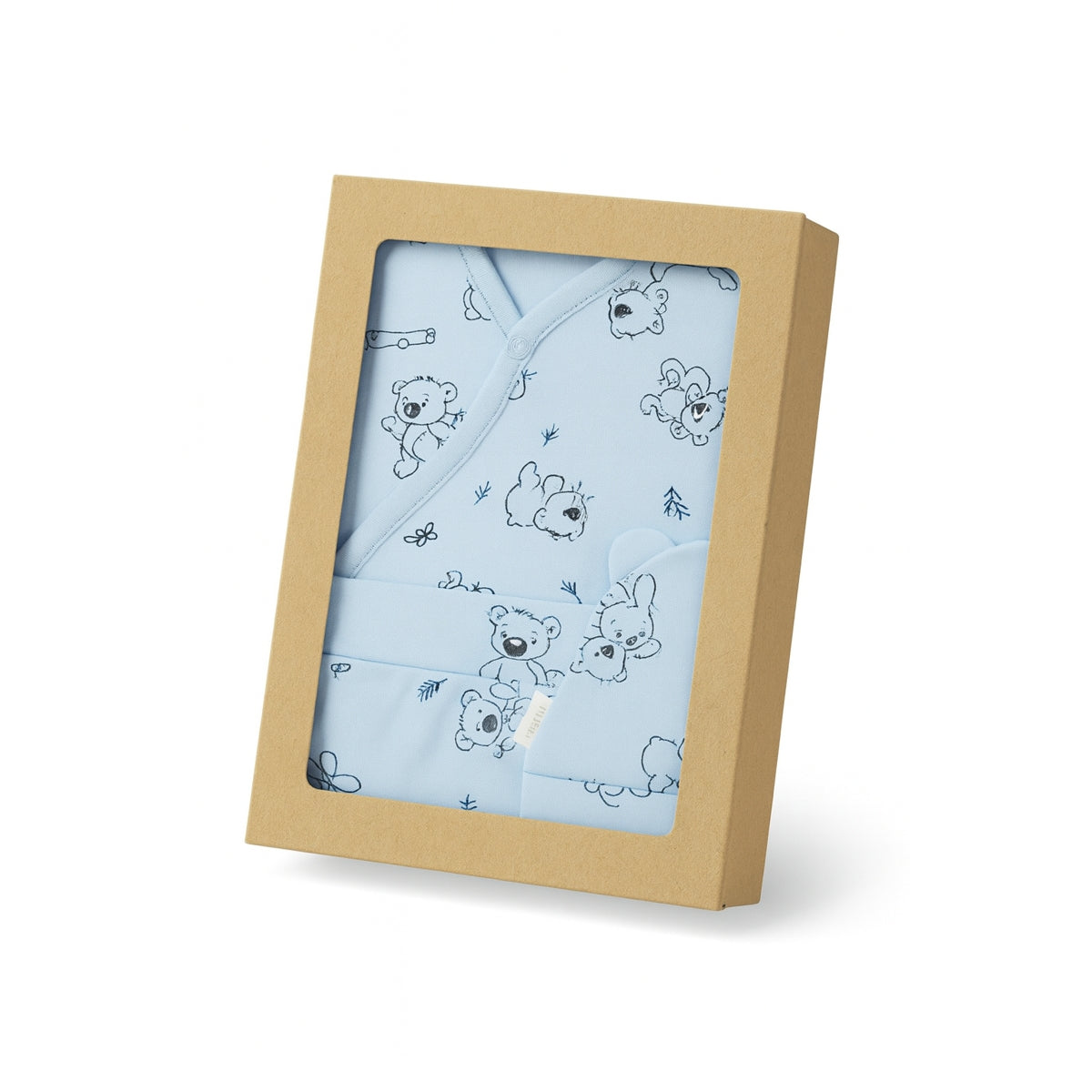 Blaues Baby Set in Geschenkverpackung – Neugeborenen Kleidung mit Bärchenmotiv