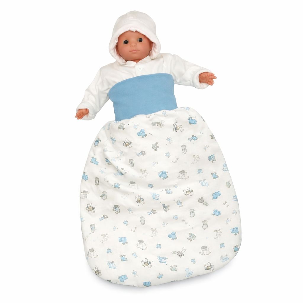 Komfortabler Schlupfsack Zoo für Babys 0–6 Monate in Hellblau