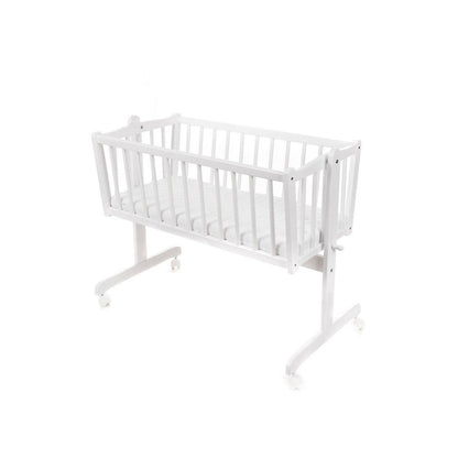 Babywiege weiß mit Matratze Rollen