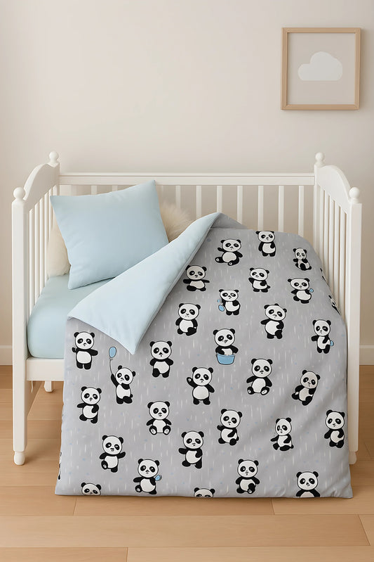 Baby Bettwäsche Set 4-tlg. – Panda-Motiv – Baumwolle mit Füllung - babyhafen.de 
