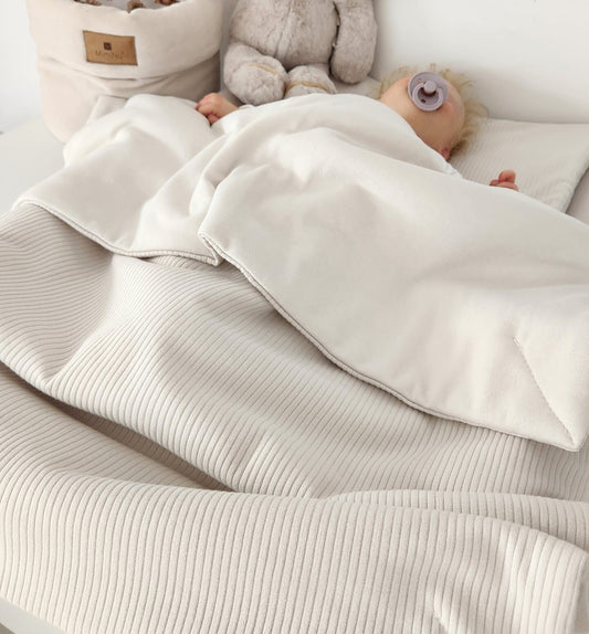 Komplett-Babybett 60x120 – Beige & Wende-Bettwäsche Interlock - babyhafen.de 