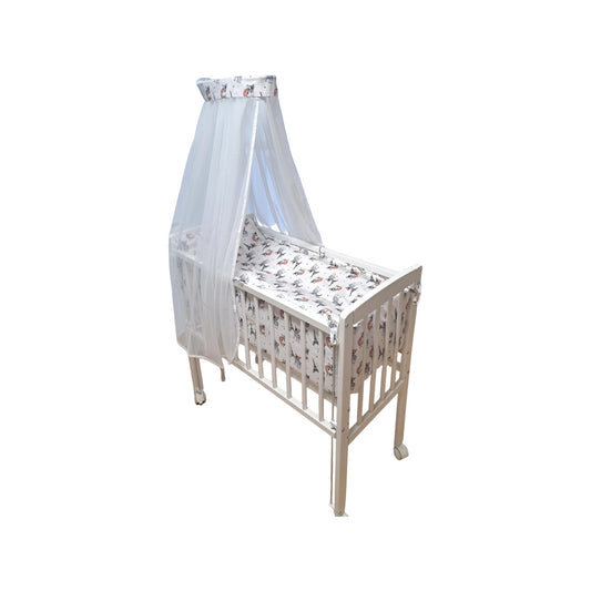 Beistellbett, Matratze & Bettwäsche im Design Pariser Tierfreunde