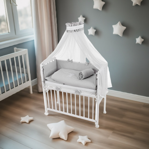 Beistellbett Matratze Rollen Komplett BABY HERZEN Schleifen - babyhafen.de 