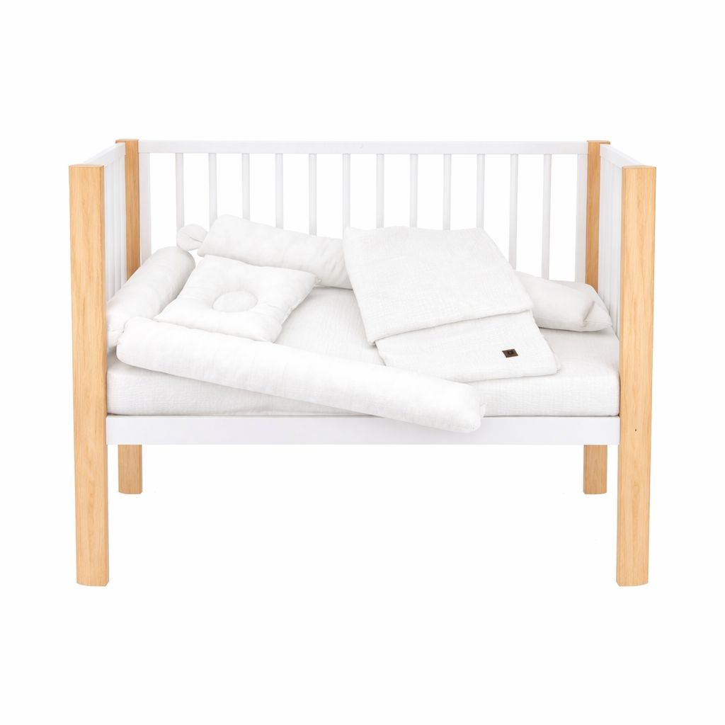 3in1 Baby Beistellbett 40x90 Babynest Decke Musselin Weiß - babyhafen.de 