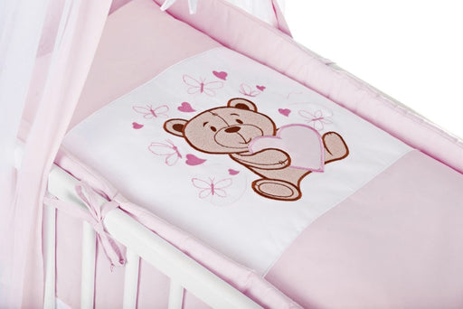 Beistellbett mit Rollen komplett inkl. Krabbeldecke Teddy rosa - babyhafen.de 