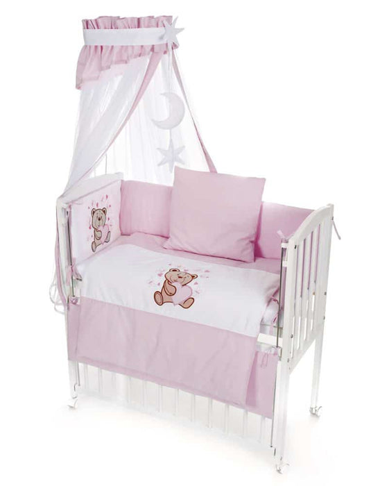 Beistellbett, weiß Boxspring inkl. textiler Ausstattung Teddy rosa - babyhafen.de 