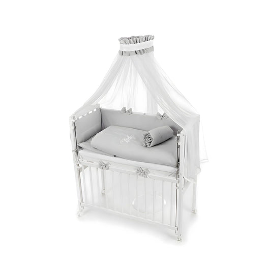 Babyhafen Beistellbett 90x40 Weiß – Komplettset mit Matratze, Rollen & HERZEN-Bettwäsche, boxspring-geeignet