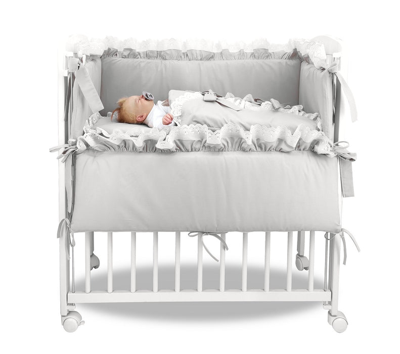 Beistellbett 3in1 Baby Edel ROYAL SET Grau Spitze - babyhafen.de 