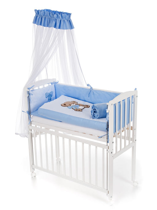 Beistellbett 90x40 cm komplett Bett 3D Teddybär blau - babyhafen.de 