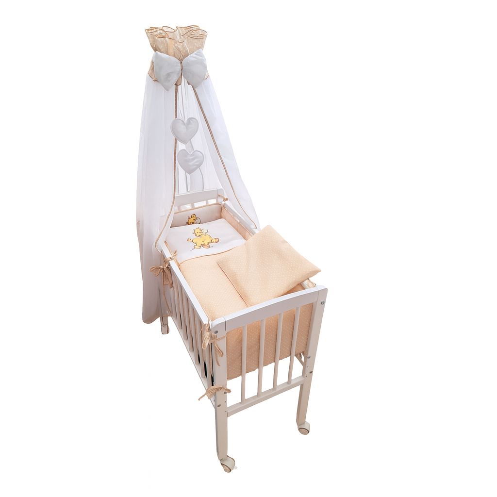 Babyhafen Beistellbett Komplettset 90x40 cm mit Giraffen Bettwäsche beige