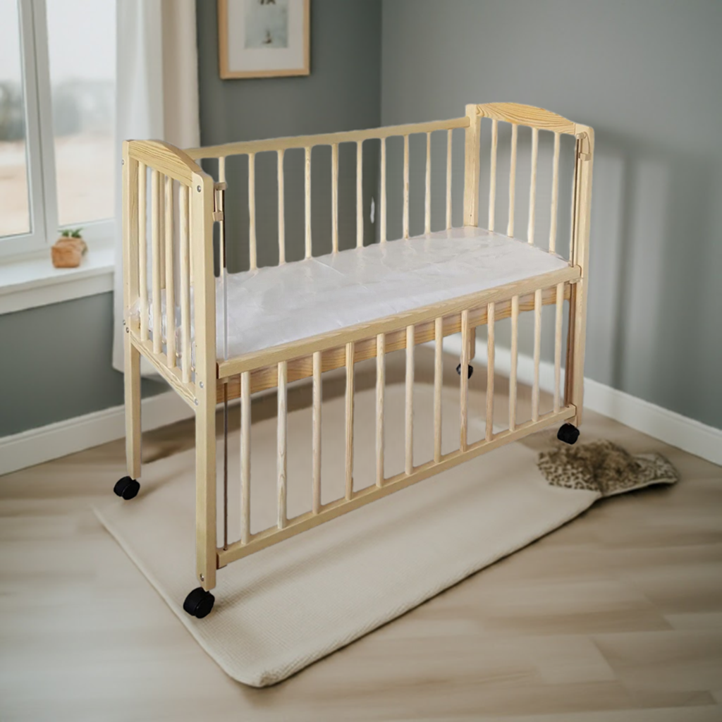 Baby bed natural with mattress height adjustable baby bed babyhafen