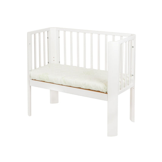 Baby Beistellbett 2in1, weiß, mit Matratze Gurte