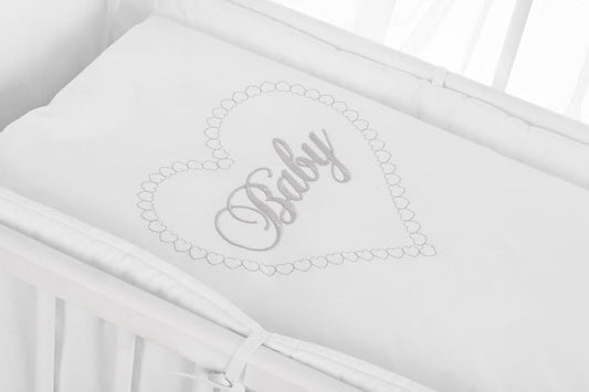 Babybettwäsche-Set Herz Weiß für Beistellbett 40x90 cm - babyhafen.de 