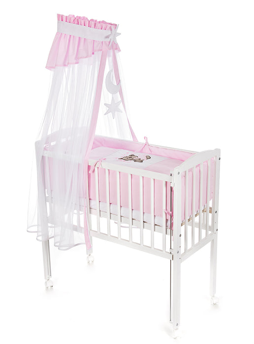 Beistellbett, weiß Boxspring inkl. textiler Ausstattung Teddy rosa - babyhafen.de 