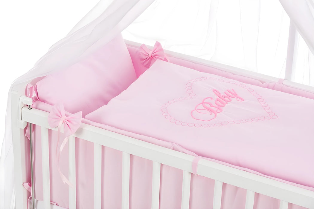 Beistellbett Matratze, Rollen, HERZEN rosa Deko-Schleifen - babyhafen.de 