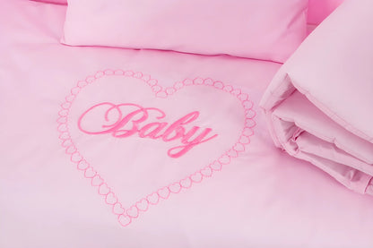 Beistellbett Matratze, Rollen, HERZEN rosa Deko-Schleifen - babyhafen.de 