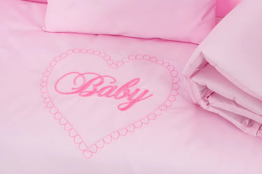 Beistellbett Matratze, Rollen, HERZEN rosa Deko-Schleifen - babyhafen.de 
