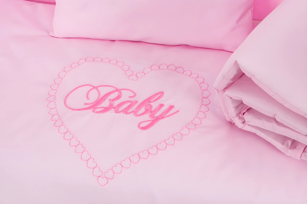 Beistellbett Matratze, Rollen, HERZEN rosa Deko-Schleifen - babyhafen.de 