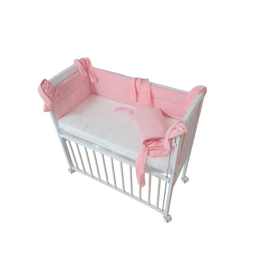 Beistellbett Set 40x90 mit Matratze und rosa Velvet Nestchen – Babyhafen